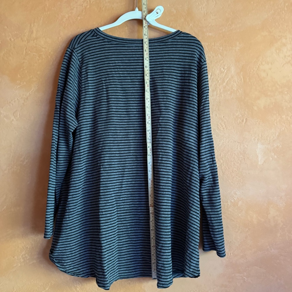 Eileen Fisher Striped Tencel Tunic Top Gray Black Long Sleeve 1X - Picture 5 of 8